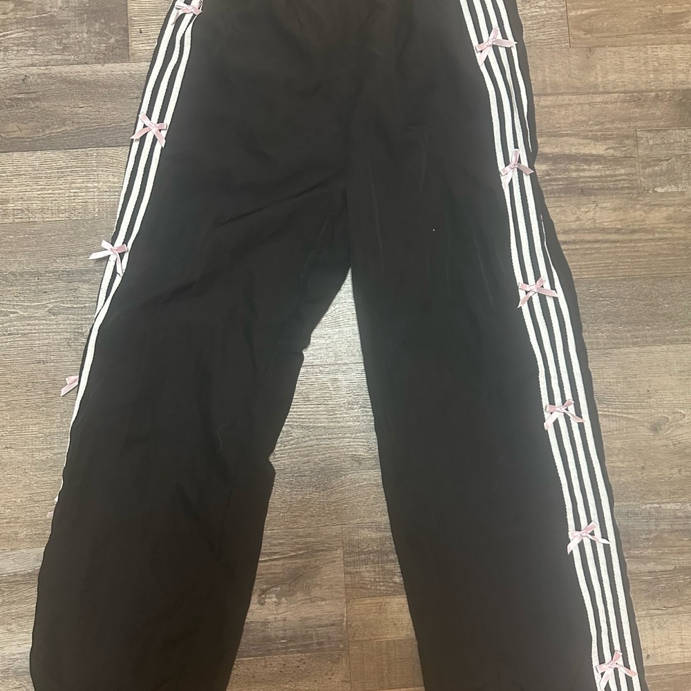 PacSun Black Joggers with Pink and White Stripes
